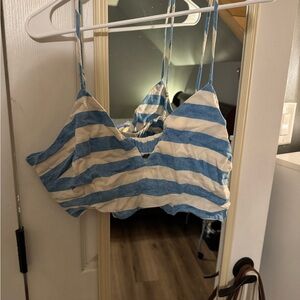 a new day Blue and Cream Striped Bralette